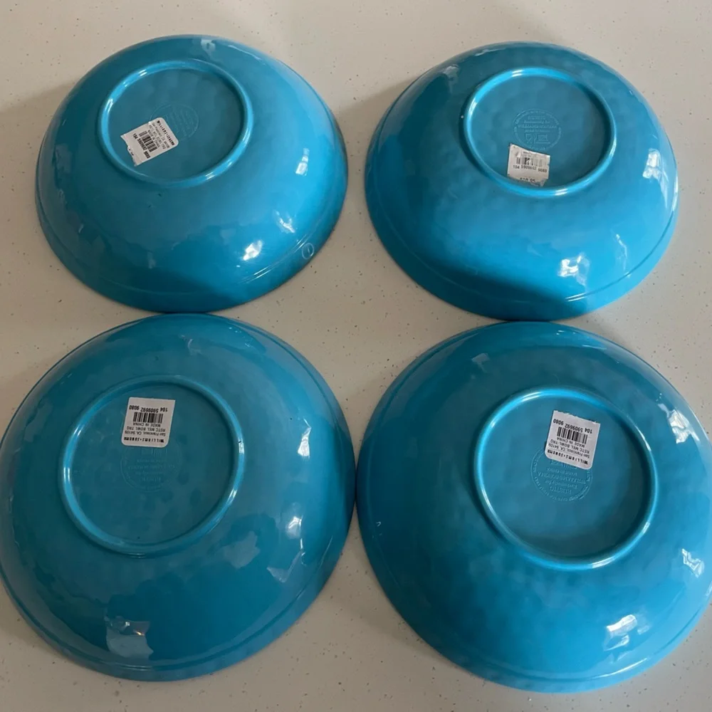 Set of 4 Williams Sonoma Rustic Melamine Bowl Turquoise